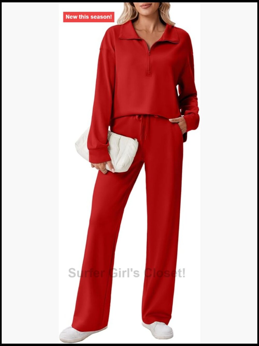 2 Piece Sweatsuit Set Half Zip Pullover & Straight Leg Pants Loose Fit